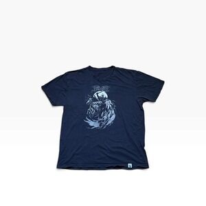 Mondo Wild Hunt Graphic T-Shirt Navy Blue Skeletal Warrior Horseback Mens Large